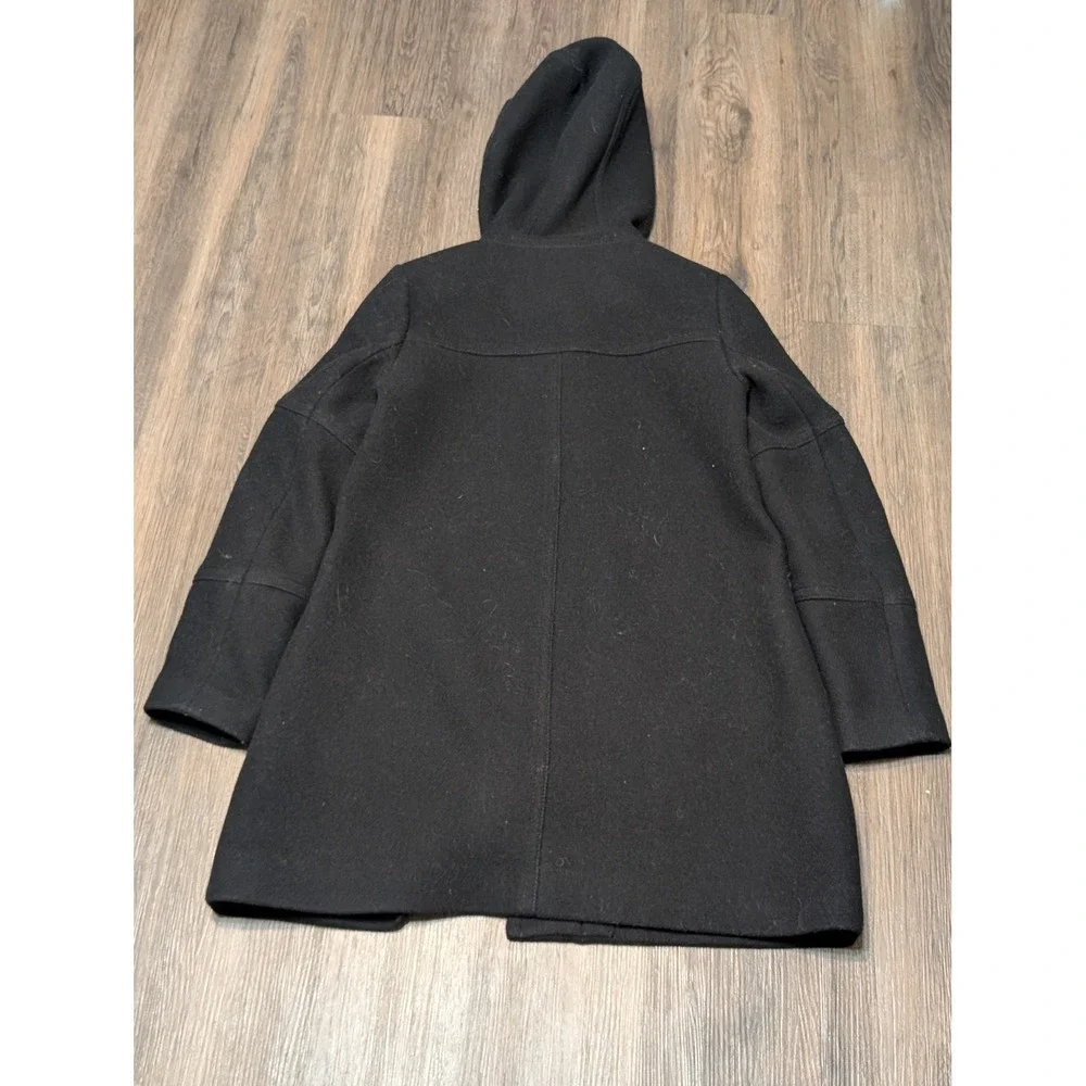 J.Crew Nello Gori Italian Stadium Cloth Wool Blend‎ Hooded Coat Black Size 2 - Picture 4 of 5